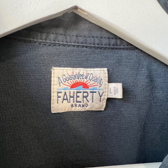 Faherty Men knit season shirt, Gray/blue, Size L - Picture 5 of 12